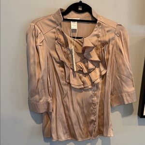 Esley Women's Romantic Ruffled Blouse - Tan